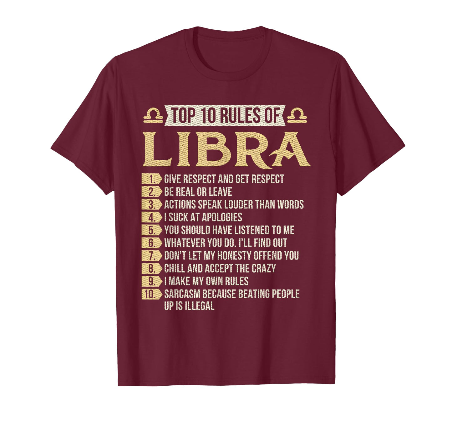 Top 10 Rules Of Libra - Astrology Horoscope Zodiac Sign T-Shirt