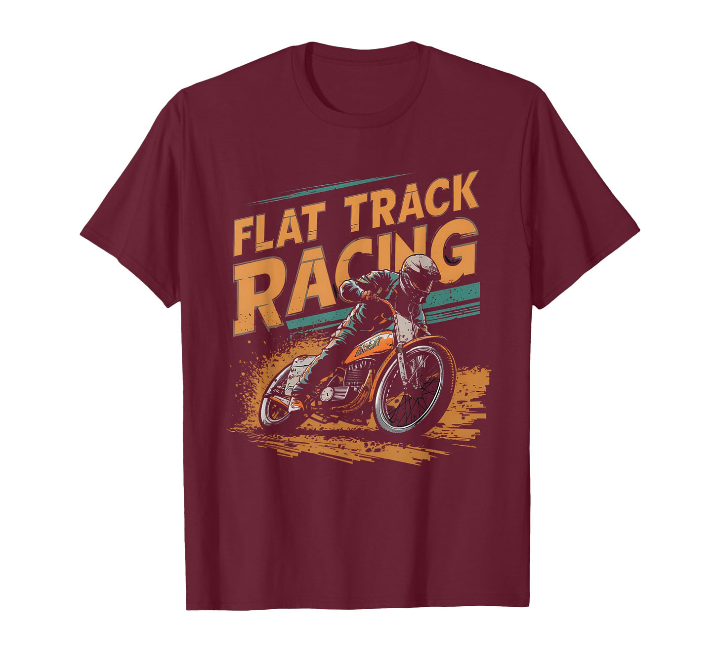 Flat Track Motorcycle Racing American Flag Speedway Dirt T-Shirt