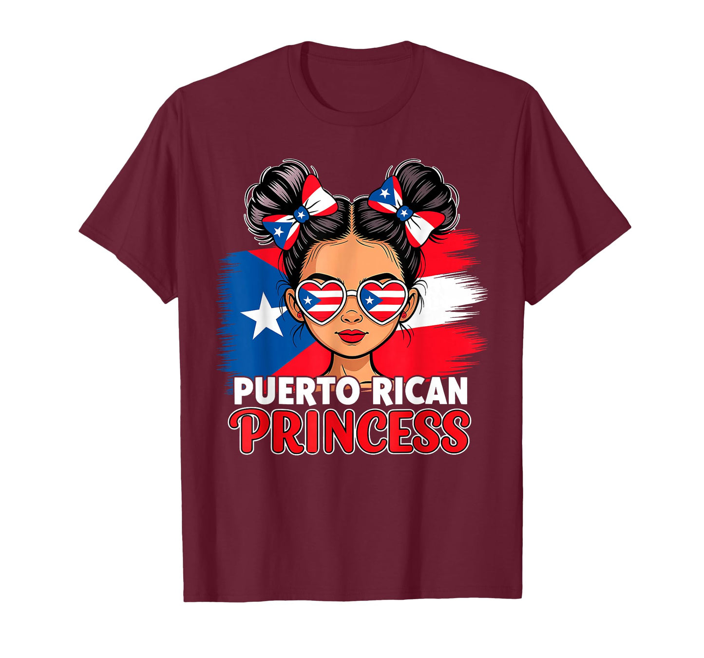 Puerto Rican Princess Girl Flag Hispanic Heritage Month Kids T-Shirt
