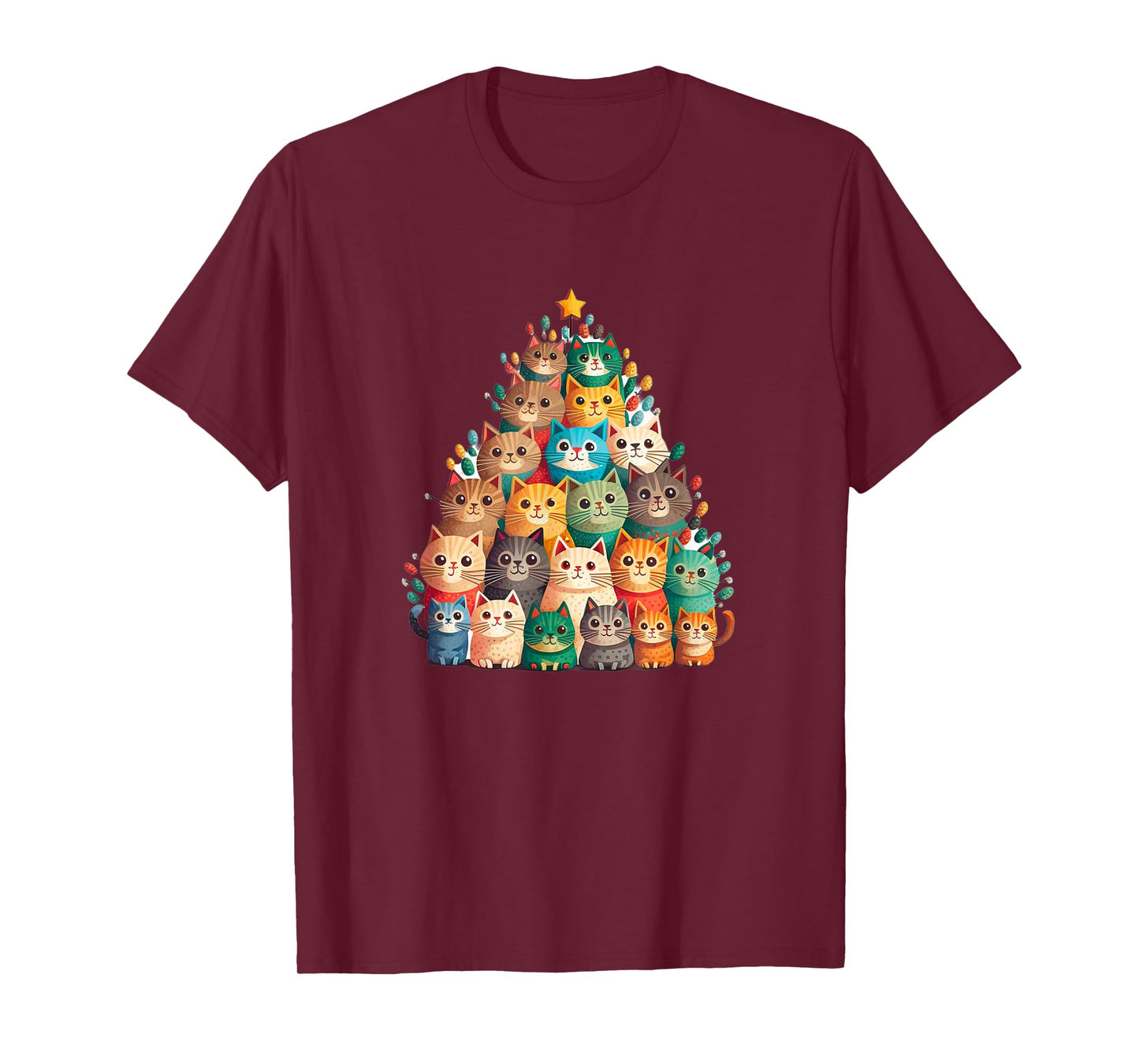Cat Christmas Tree Funny Cats, Cute Kittens Christmas Tree T-Shirt