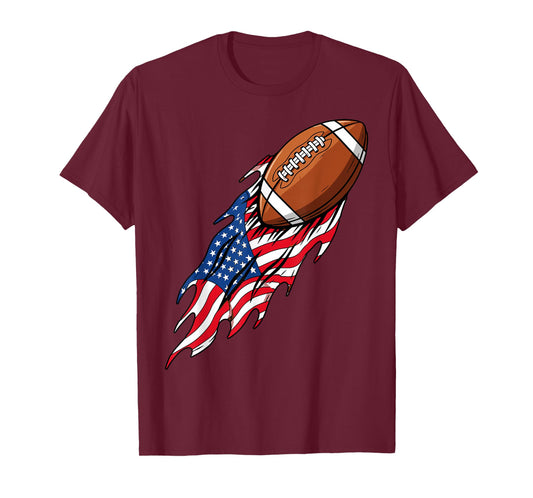 Patriotic USA Flag Football Boys 4th of July T-Shirt