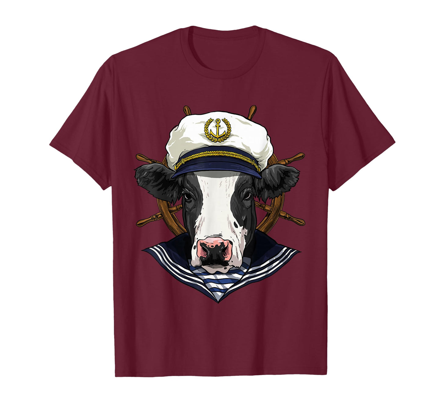 Cow Sailor Boat Captain Farmer Cow Farm Animal T-Shirt