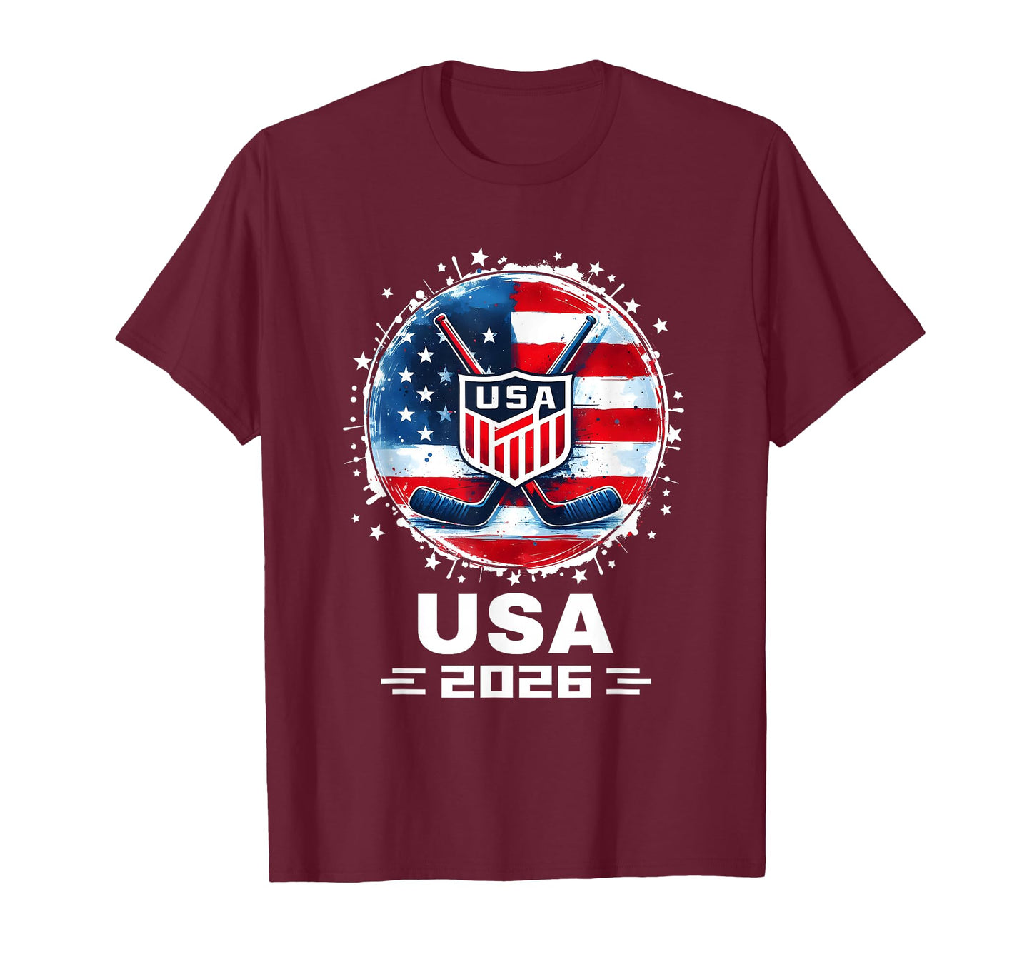 Hockey USA Go USA Team Tshirt USA Flag 2026 Hockey T-Shirt