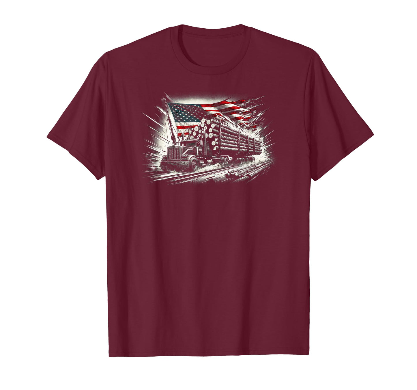 Vintage Logger with American Flag Logging/Carpenter T-Shirt