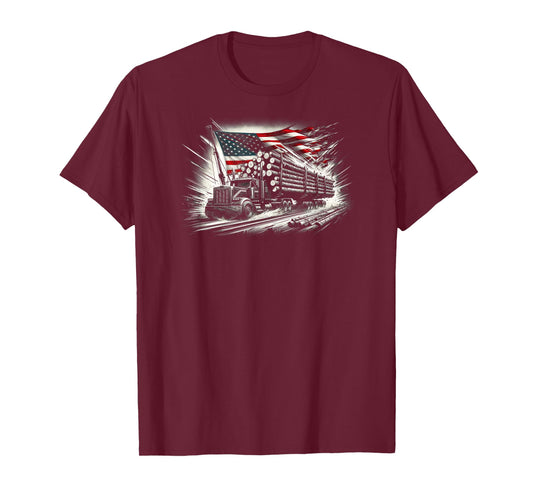 Vintage Logger with American Flag Logging/Carpenter T-Shirt