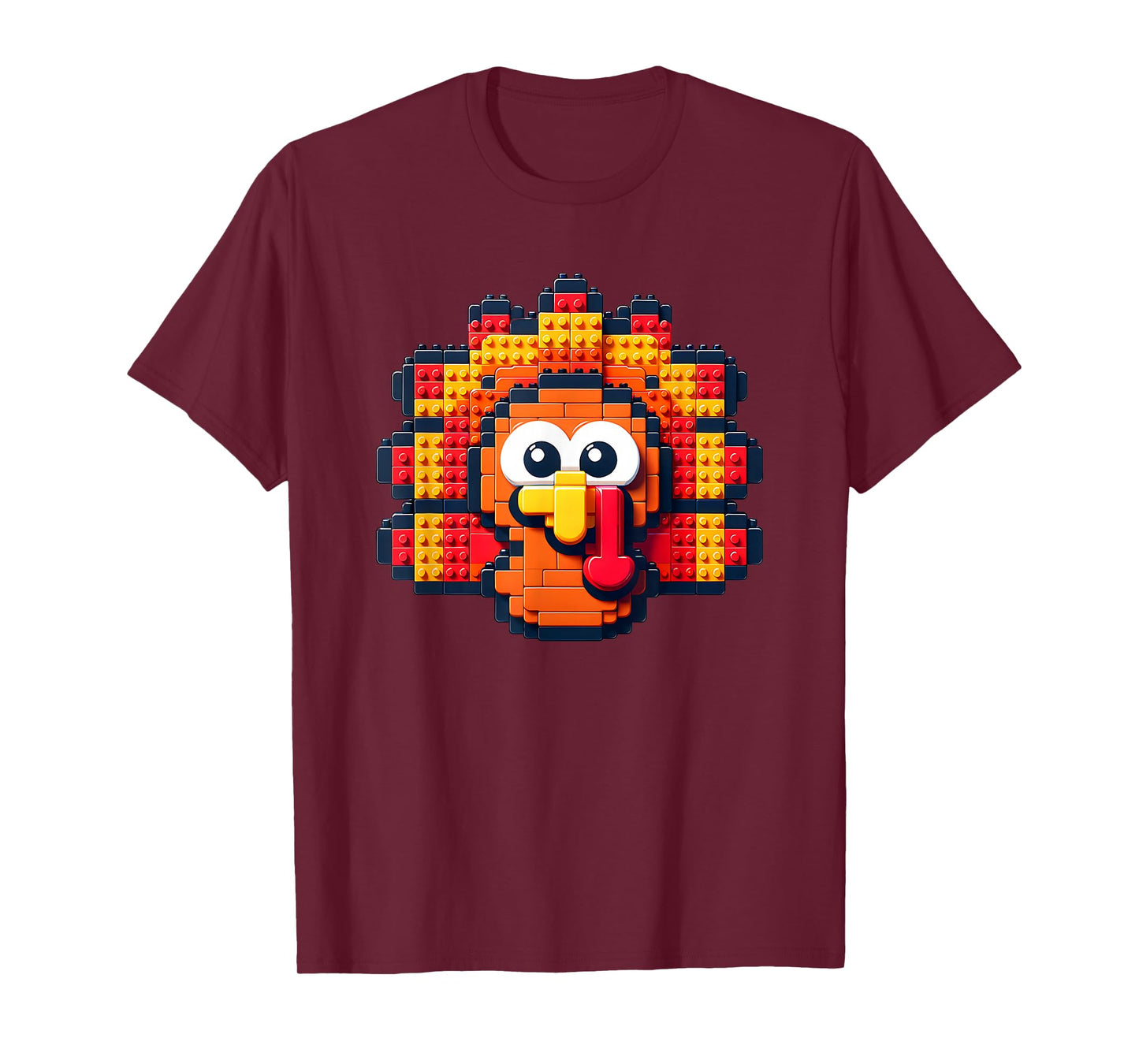 Thanksgiving Building Brick Turkey Face Master Builder Boys T-Shirt