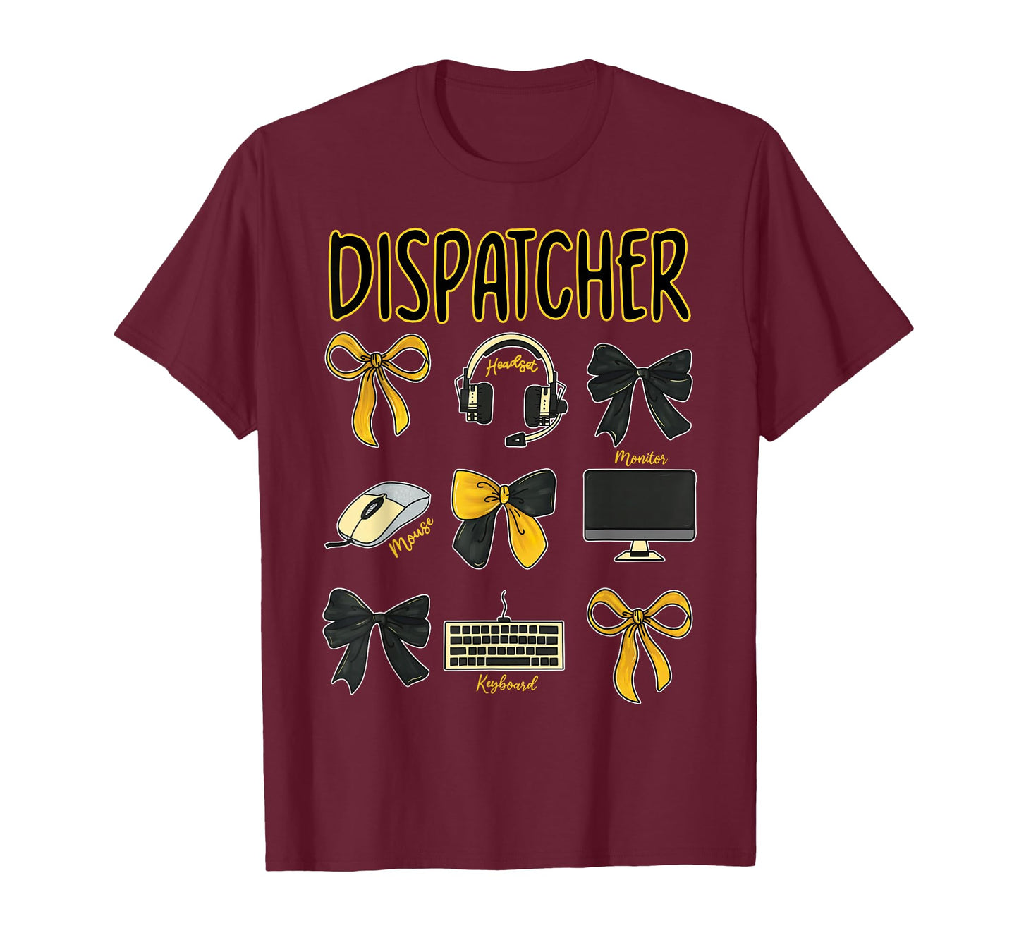Coquette Bow 911 Dispatcher Dispatch Police Dispatch US Flag T-Shirt