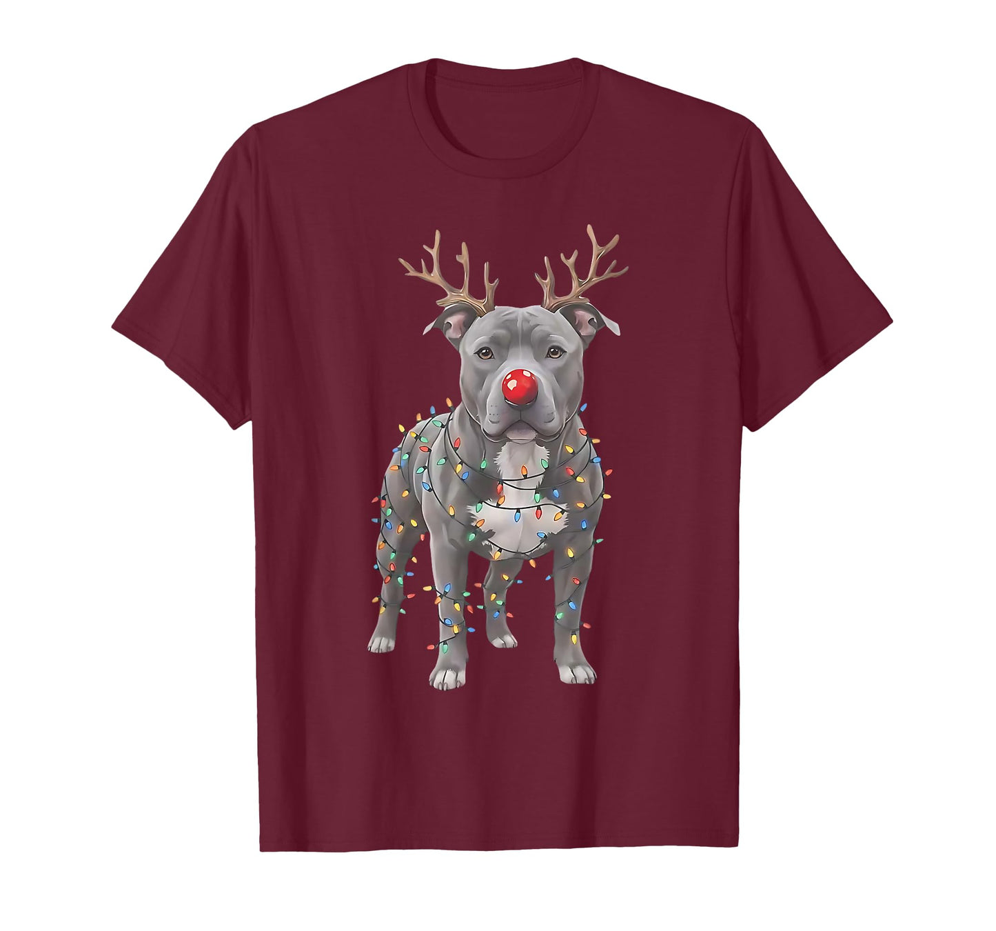 Christmas Pittie Xmas Dog Reindeer Nose Dog Lover Dog Mom T-Shirt