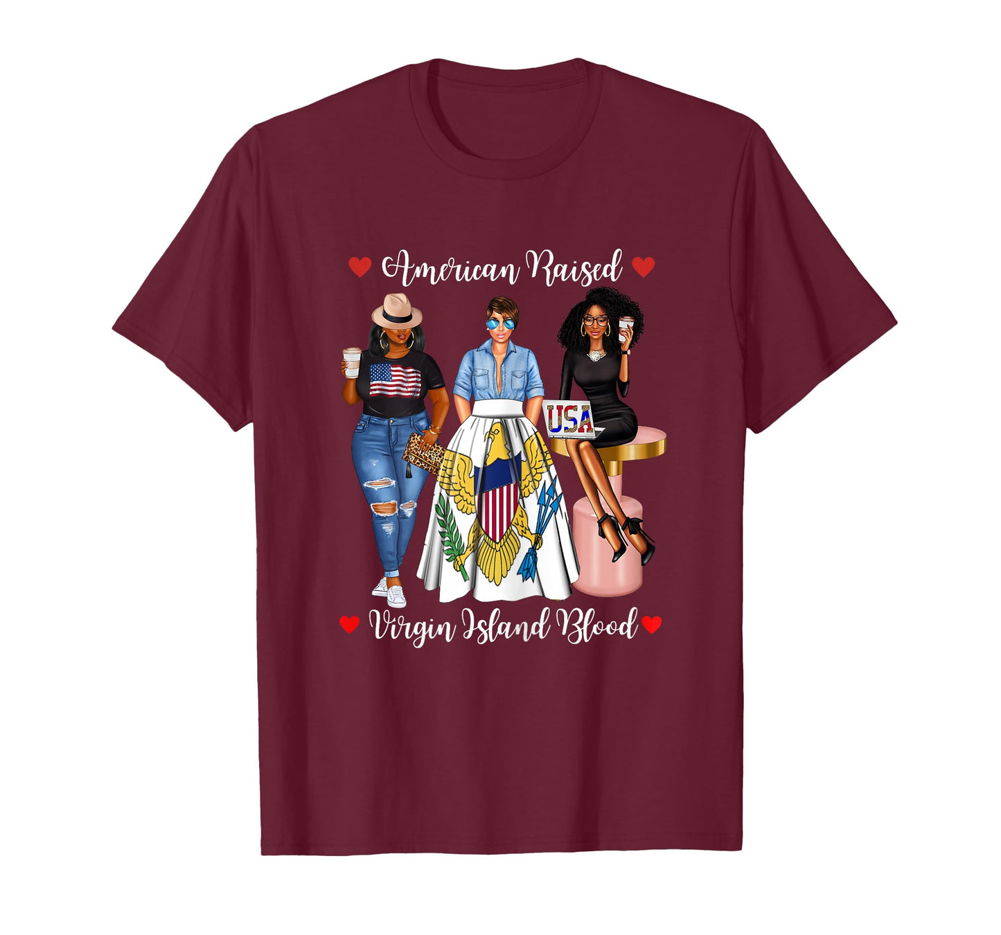 Half USA Virgin Islands Half American Raised in Raised Afro T-Shirt