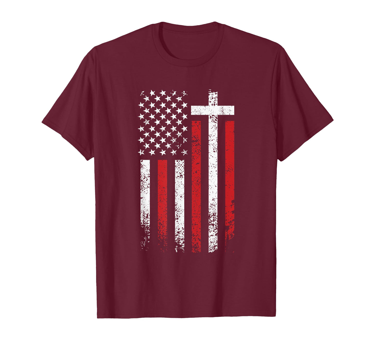 American Flag Cross Christmas Patriotic Religious Christian T-Shirt