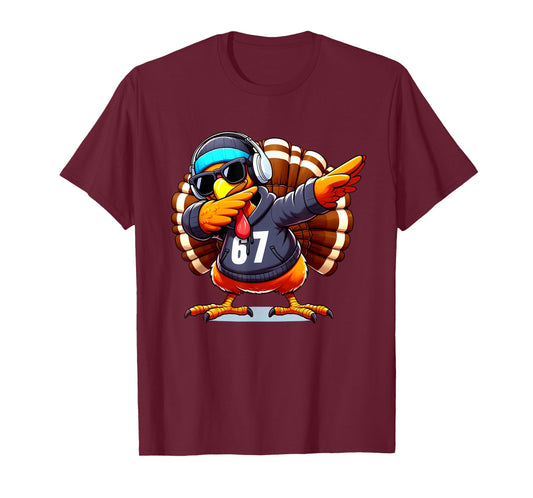 Thanksgiving Dabbing 67 Turkey Wearing Hoodie Funny Trending T-Shirt