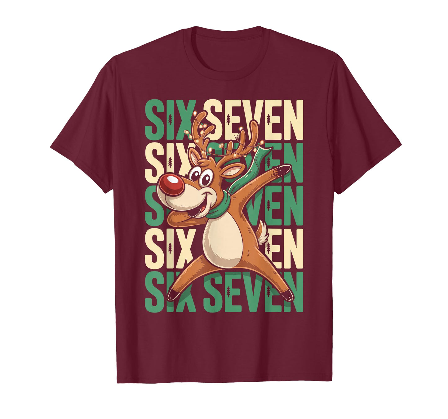 Funny Christmas Reindeer Dabbing Xmas Dab Six Seven 67 Bruh T-Shirt