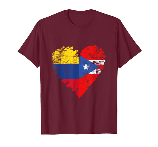 Colombia Puerto Rico T-Shirt Flag Heart Colombian Rican T-Shirt