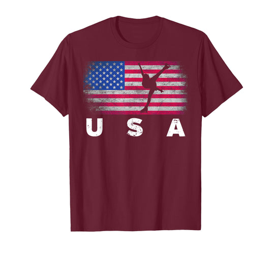 American Flag Figure Skating | Cute US Skaters Shirt Gift T-Shirt for Women Kids Men