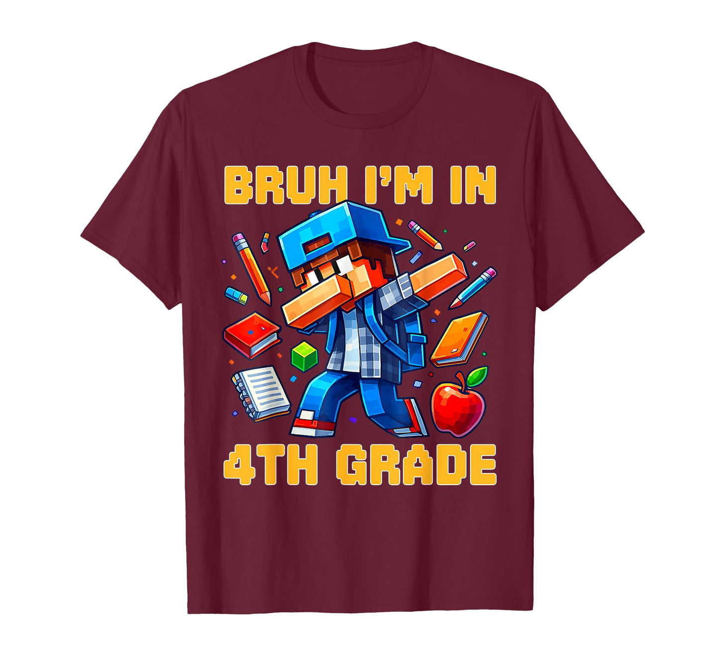 Bruh I'm in 4th Grade Dabbing Boys Kids Gamer Back to School T-Shirt
