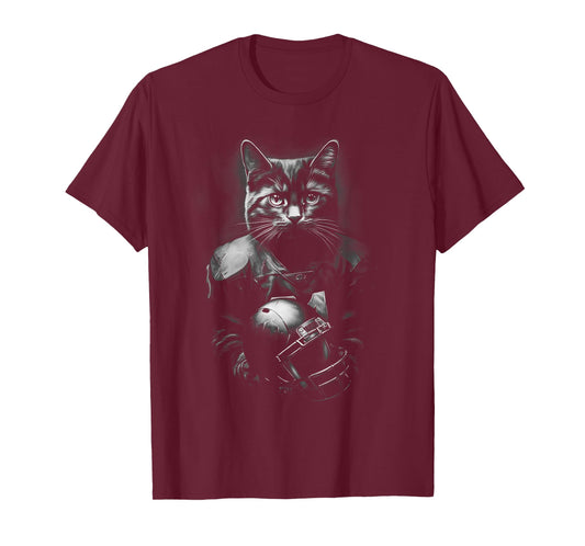 Cool Cat Football Season Funny Football Accessories Cat T-Shirt