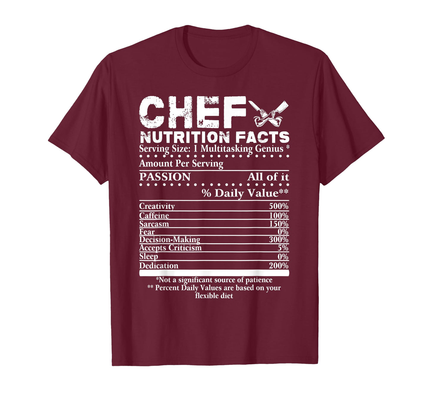 Chef Nutrition Facts T-Shirt Cool Chef Tee Gift for Chefs T-Shirt