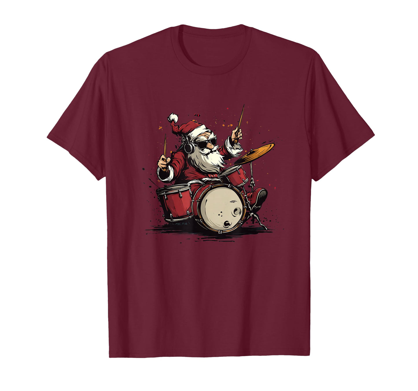 Rock'n Roll Santa Claus Costume for Drums Lovers T-Shirt