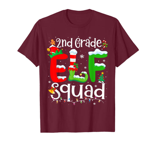 2nd Grade Elf Squad Funny Teacher Christmas Students T-Shirt