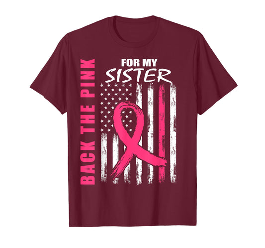 Pink Breast Cancer Awareness Month Flag Sister Support Items T-Shirt