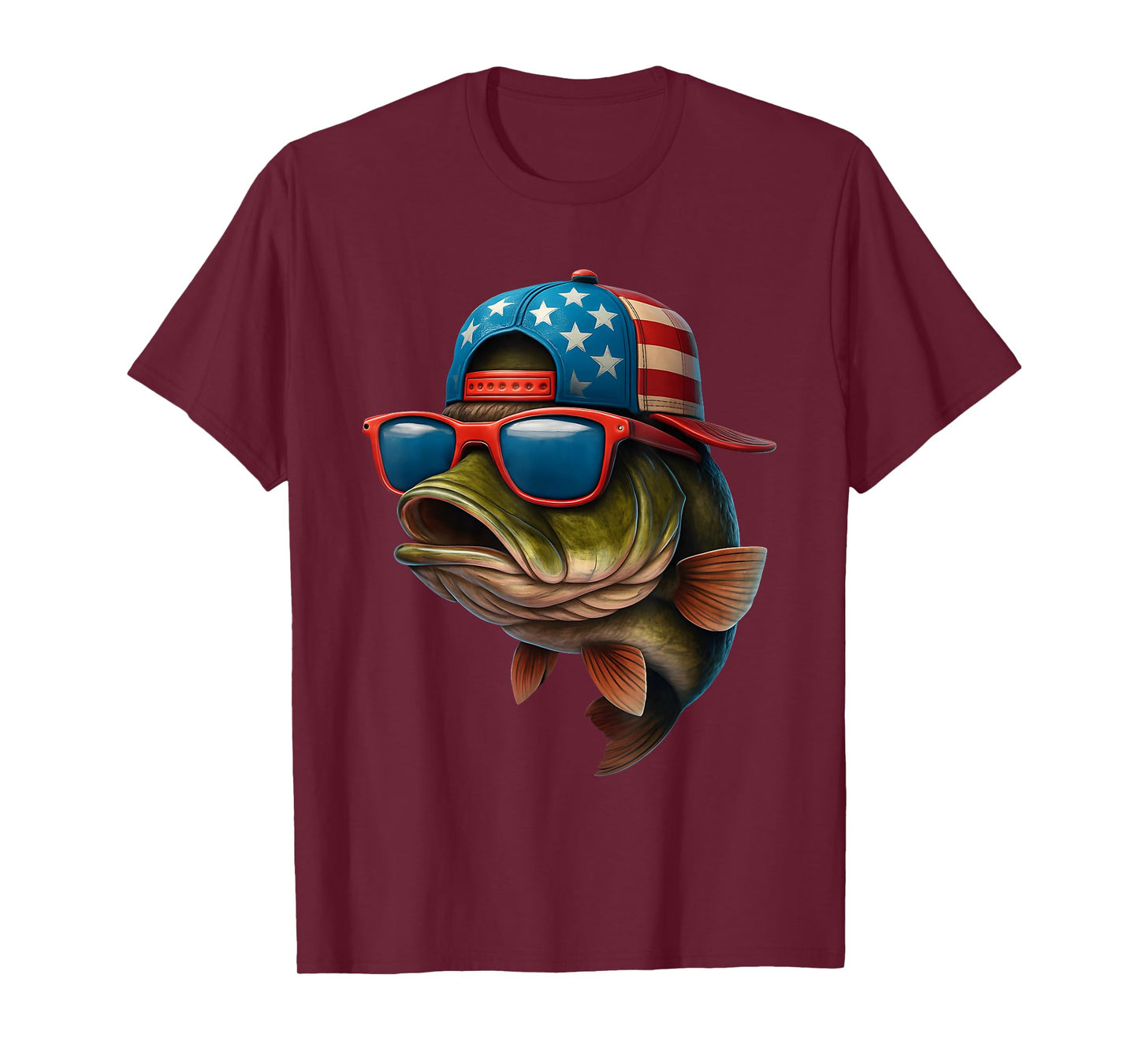 Funny USA Patriotic Fishing Fisherman American Flag Fish T-Shirt