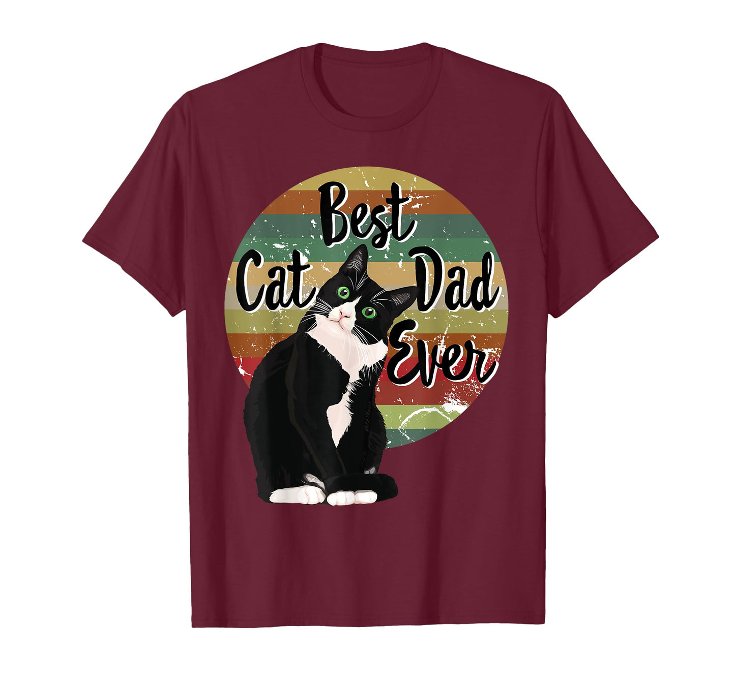 Best Cat Dad Ever Tuxedo Father's Day Gift Funny Retro Shirt T-Shirt for Men Women