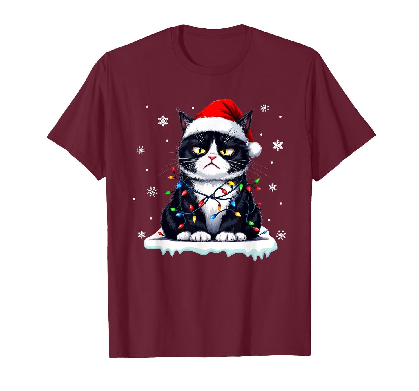 Christmas Pajamas Men Women Boys Girls Funny Cat T-Shirt