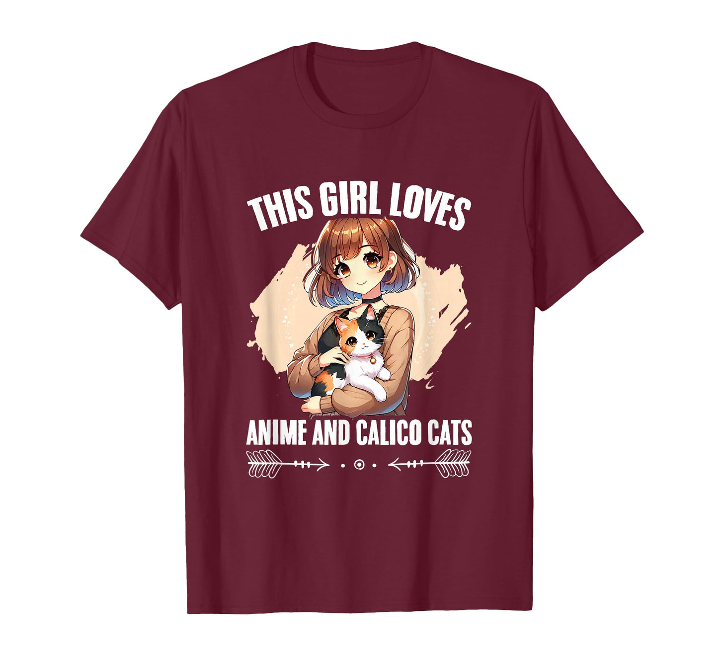 Kawaii Feline Animal Japan Anime Girl And Calico Cat Girl T-Shirt