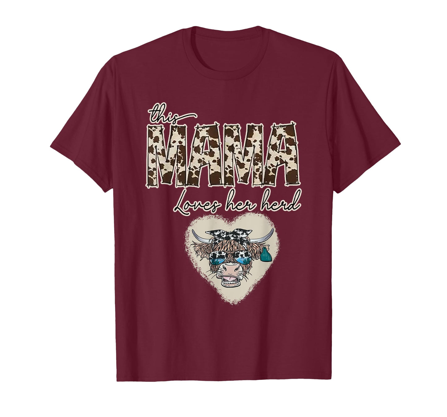 Cow Print Mama Shirt, Farmer, Mama Loves Her Herd Tee gifts T-Shirt