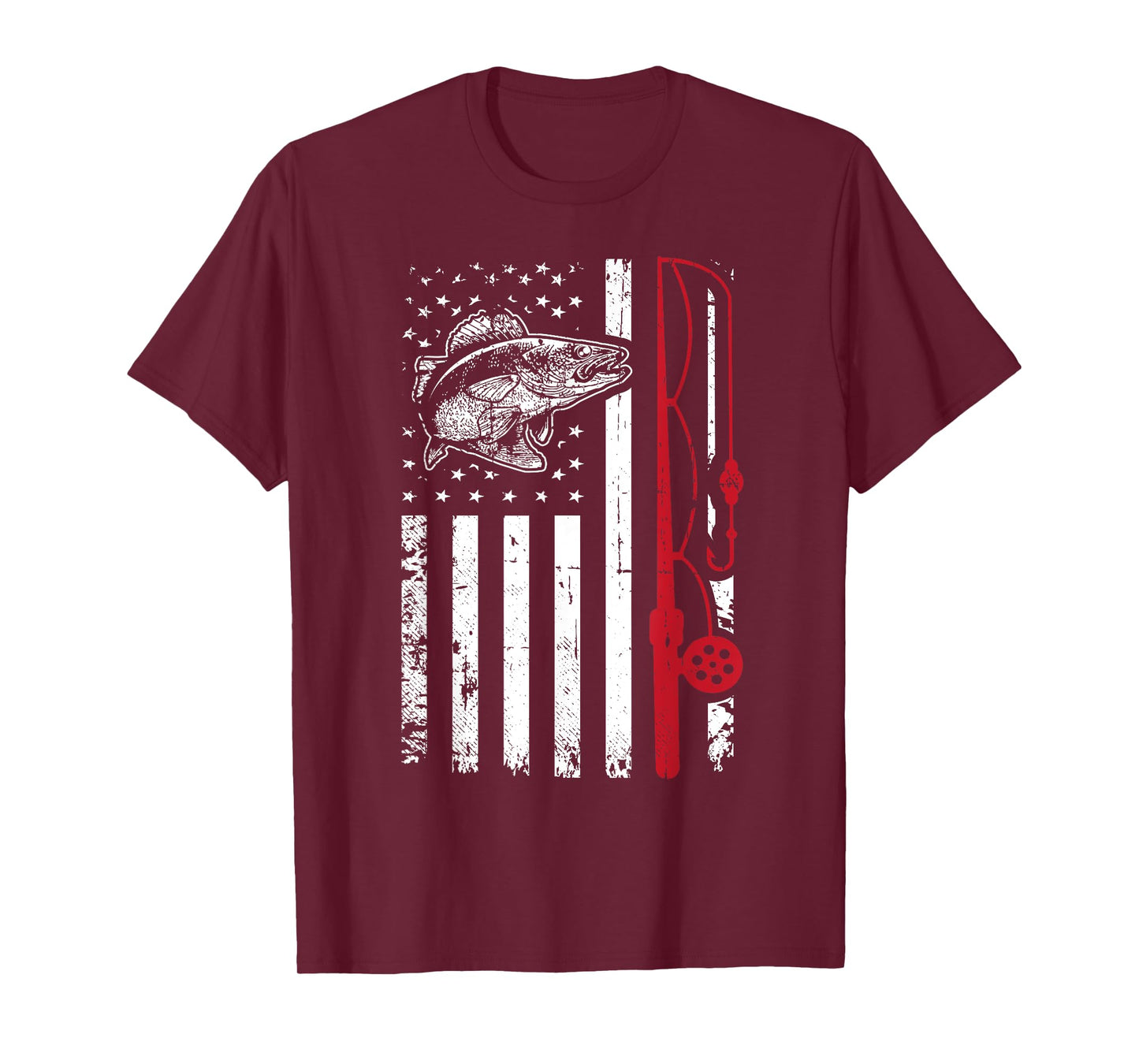 Vintage Walleye Fish T Shirt Fishing American Flag Tee Gift T-Shirt