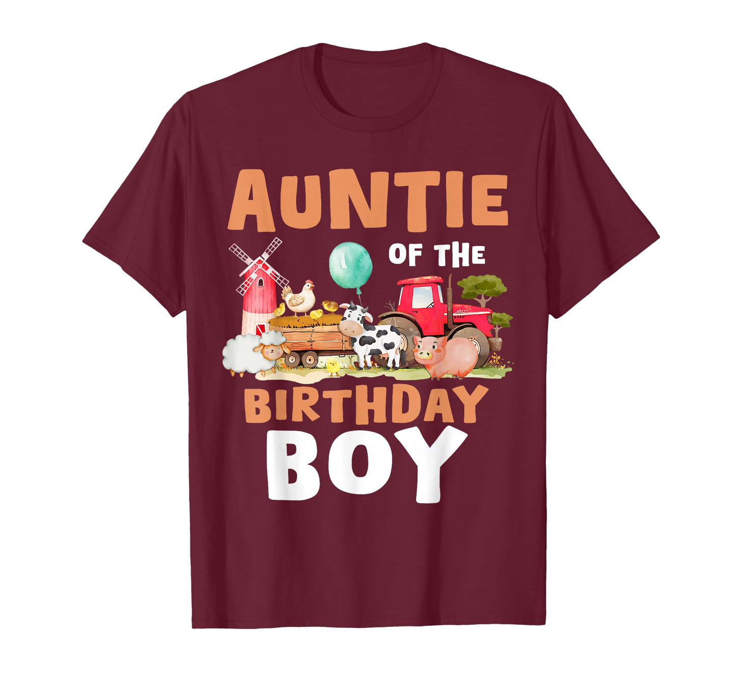 Auntie Of The Birthday Boy Farm Animals Matching Farm Theme T-Shirt
