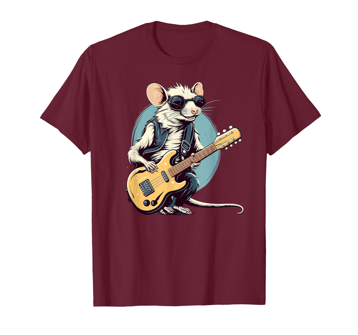Funny Punk Rocker Rat with electric Guitar Costume T-Shirt