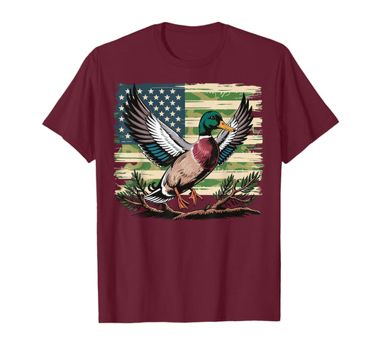 Duck American Flag Duck Hunting T-Shirt