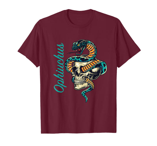 Ophiuchus Zodiac Star Sign The Snake Bearer Horoscope Skull T-Shirt