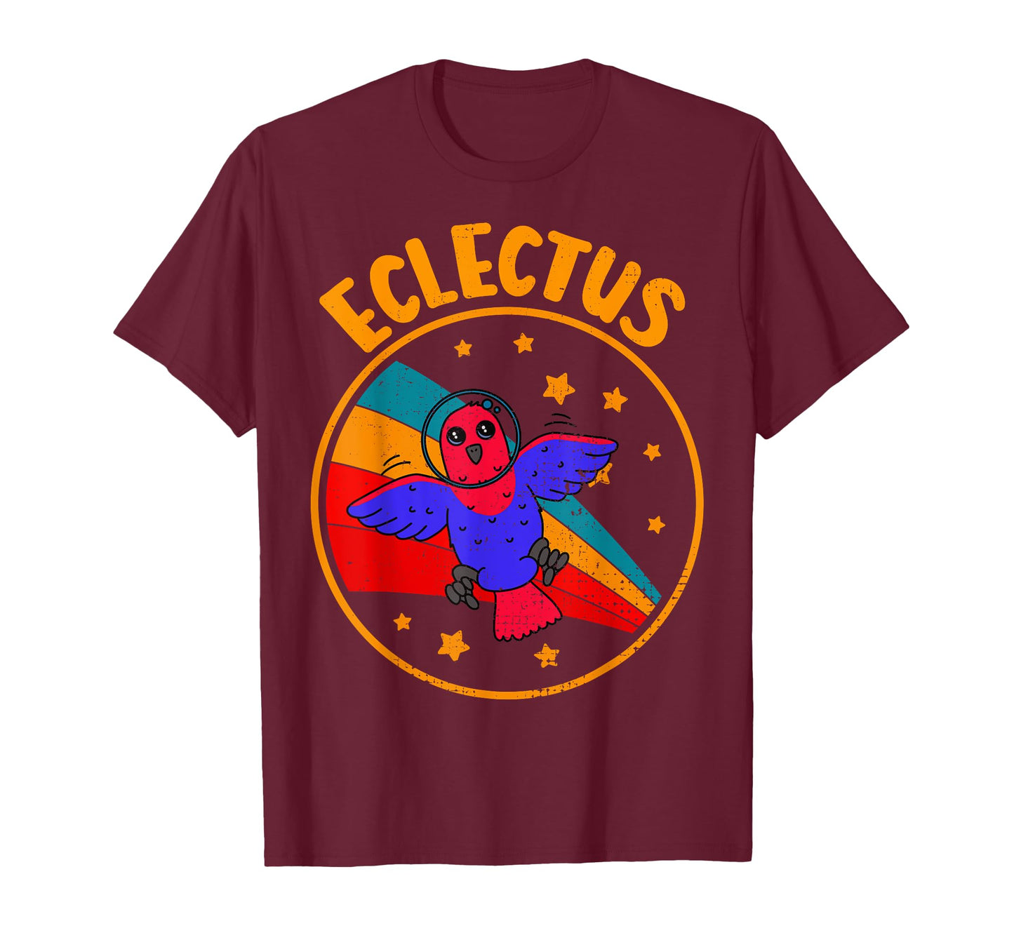 Cute Vintage Female Eclectus Parrot Retro Parrot In Space T-Shirt