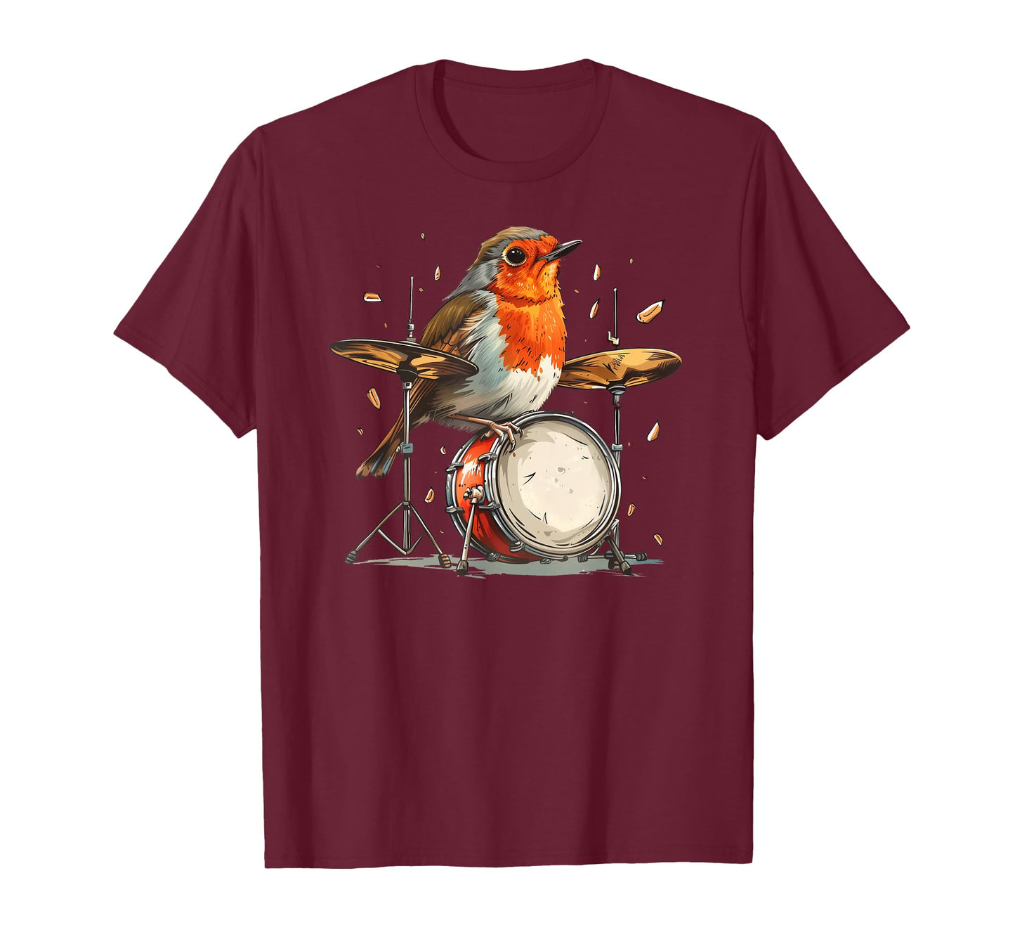 Funny Rocking Robin Bird - Robin Playing The Drums T-Shirt