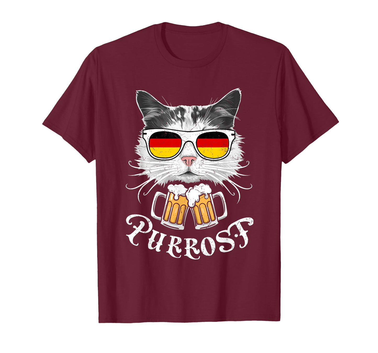 Funny Oktoberfest Cat Kitty Bavarian Drinking Beer Purrost T-Shirt