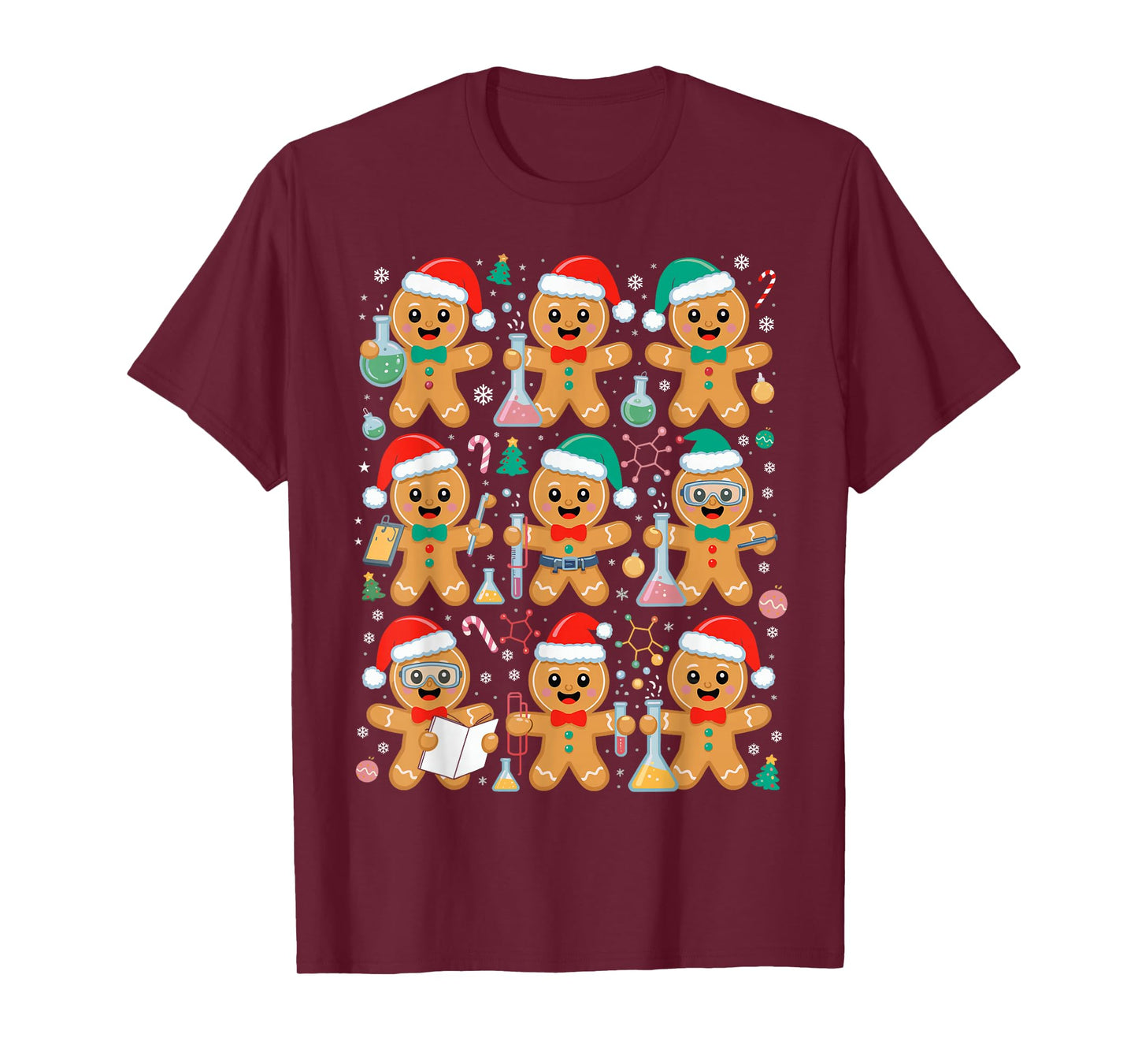 Christmas Science Chemistry Teacher Gingerbread Laboratory T-Shirt