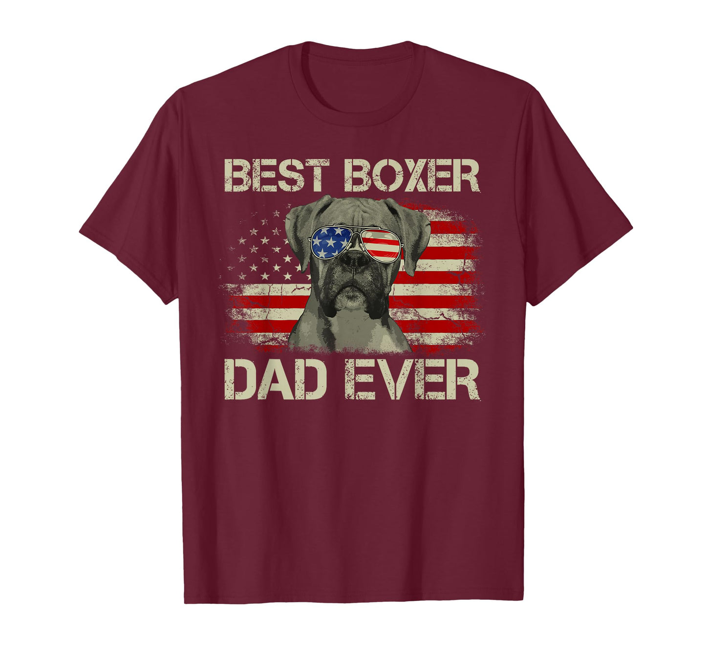 Best Boxer Dad Ever Tshirt Dog Lover American Flag Gift T-Shirt