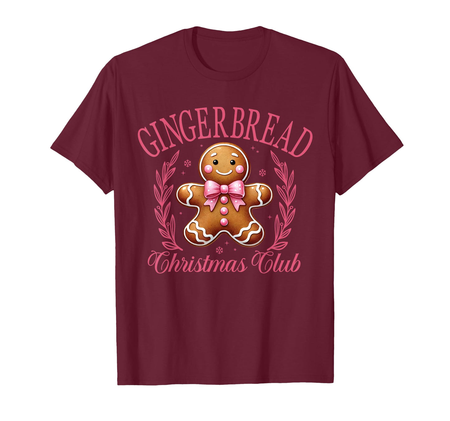 Coquette Bow Pink Gingerbread Christmas Girl Women Xmas T-Shirt