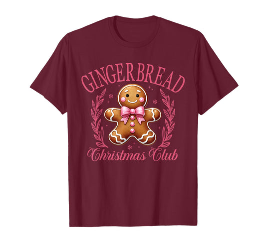 Coquette Bow Pink Gingerbread Christmas Girl Women Xmas T-Shirt