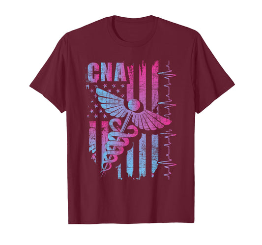 CNA - Certified Nursing Assistant USA Flag Healthcare Worker T-Shirt
