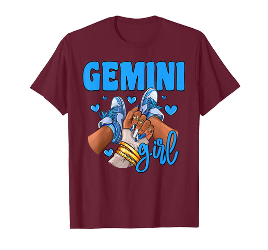 Gemini Girl Sneakers Astrology Zodiac Sign Black Women T-Shirt