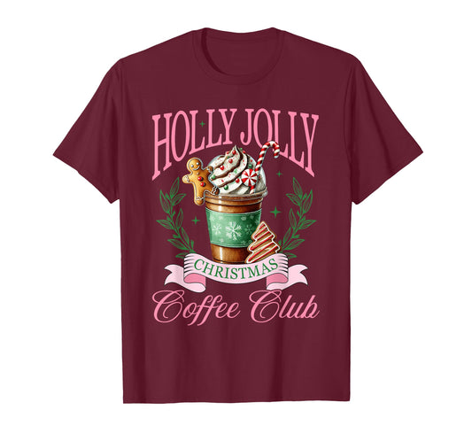 Coffee Christmas Gingerbread Pink Women Latte Cozy Winter T-Shirt