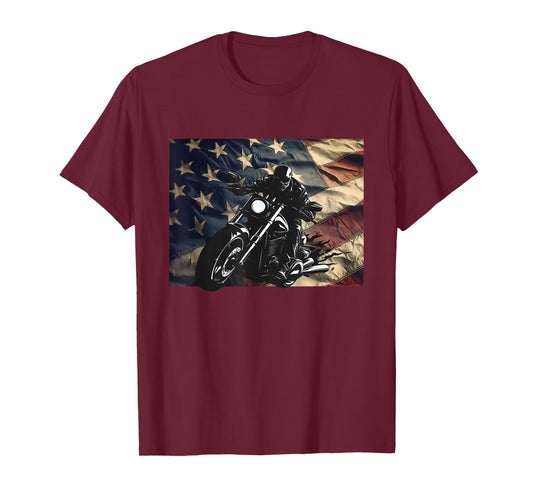 American Flag Motorcycle Apparel - Motorcycle T-Shirt