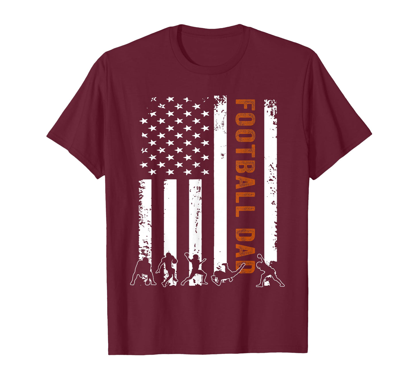 Football Dad Flag USA Gift Football Dad T-Shirt