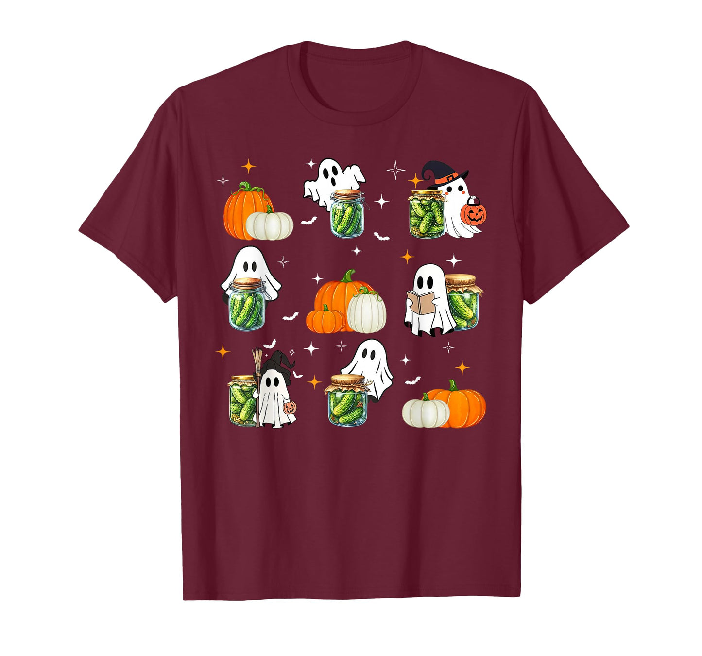 Cute Ghost Pickles Jar Canning Season Gardener Halloween T-Shirt