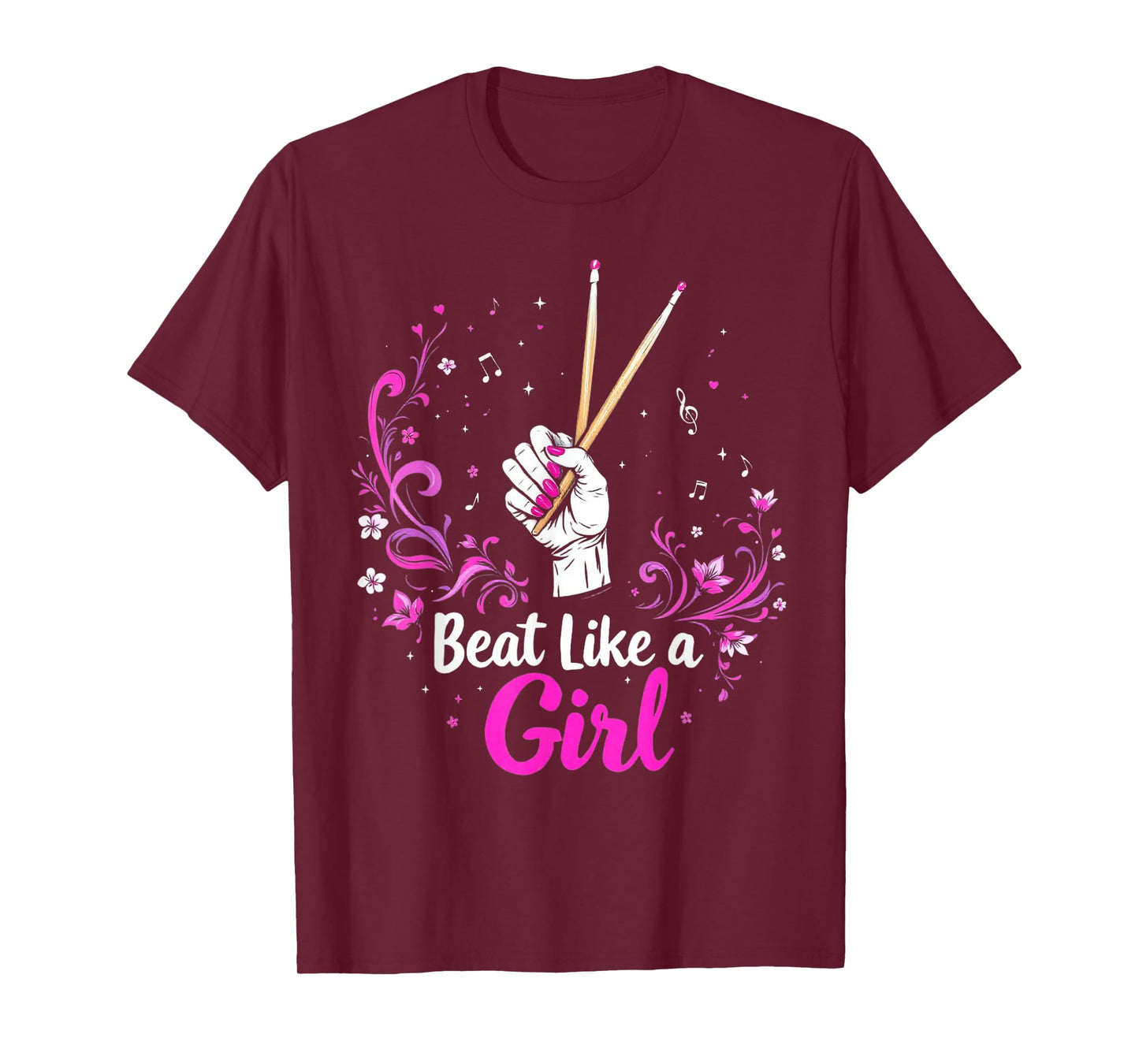 Funny Drummer Art For Girls Women Drumming Drum Set Girl T-Shirt