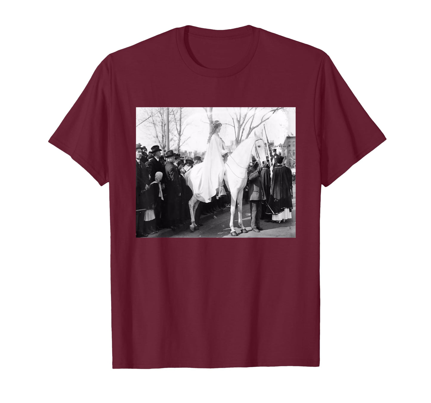 Suffragettes Protest On Horseback T-Shirt - Black, Unisex-Adults, Small, Short Sleeve, Regular Fit, Cotton, Women's History