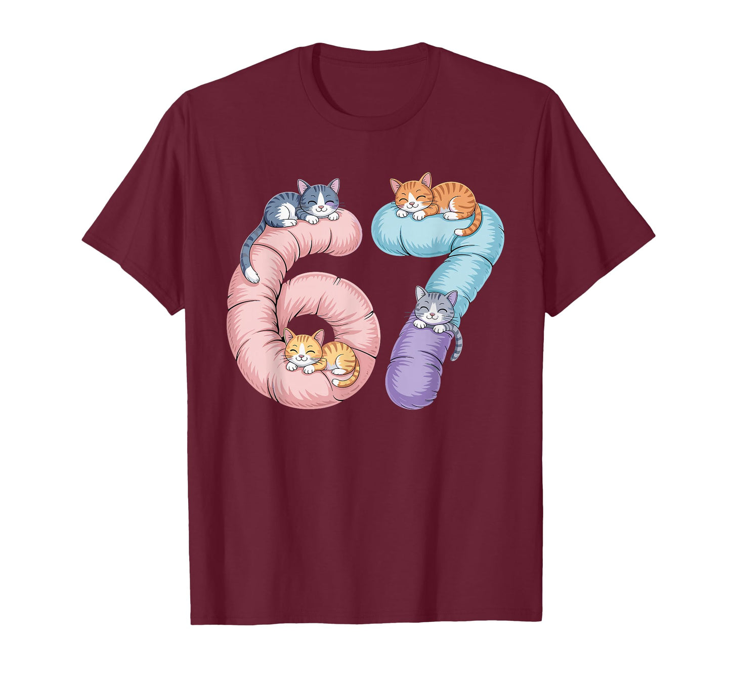Cute 67 Cat Meme Design T-Shirt